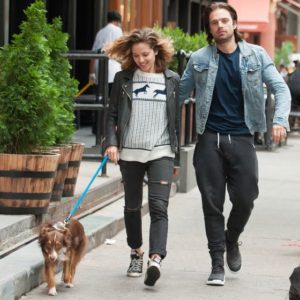 Russian actress Margarita enjoying her walk with her boyfriend, Sebastian Stan.