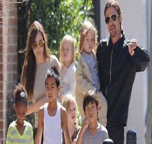 Angelina and Brad with their children
