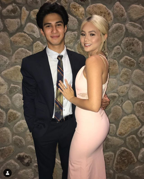 Albie Casino with his girlfriend Michelle Arceo at a dinner