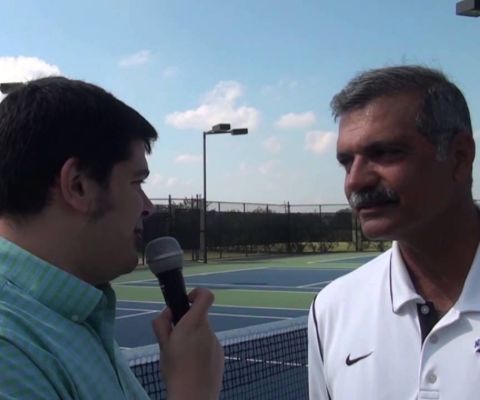 Burzis Kanga doing an Interview at UNO Tennis Court, in UNO