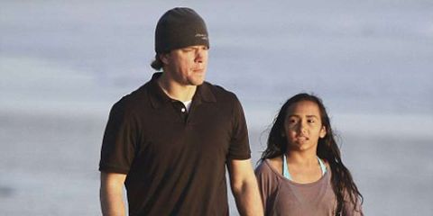 Alexia Barroso and step-dad Matt Damon hanging out