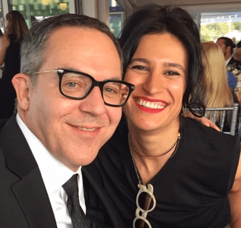 Greg Gutfield in spectacles with wife Elina Moussa.