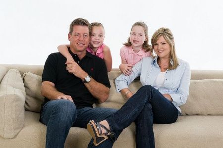 Rhonda Worthey with her ex-husband, Troy Aikman, and their kids