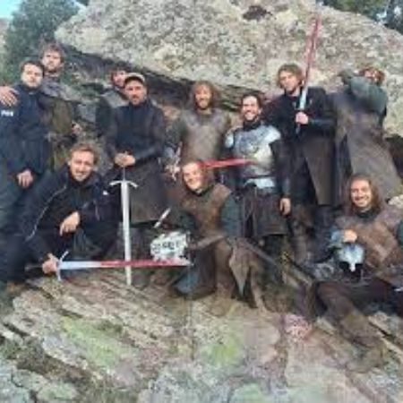 Robert Aramayo with his Game of Thrones cast members